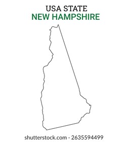 New Hampshire map of USA state. New Hampshire map vector illustration. New Hampshire vector map on white background.