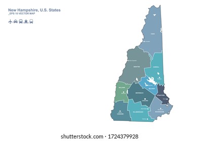 new hampshire map. vector map of new hampshire, U.S. states.