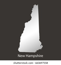 New Hampshire map,border with chrome,metal shine gradient. Vector illustration