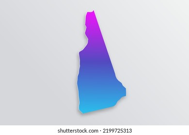 New Hampshire Map-USA, United States of America Map vector with 3D, paper style including shadow and Gradient blue, purple color on grey background for design, infographic- Vector illustration eps 10 