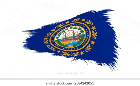 New Hampshire National Flag with Textured Brush Strokes. Artistic Brush Stroke Design.