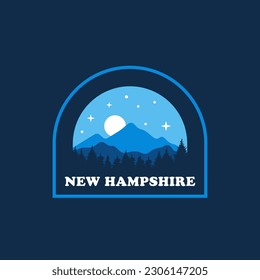 New Hampshire night vintage logo vector concept, icon, element, and template for company. Travel, explore, adventure logo.