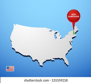 New Hampshire on USA map