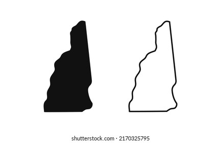 New Hampshire outline state of USA. Map in black and white color options. Vector Illustration.