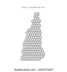 New Hampshire real estate property map. Icons of houses in the shape of a map of New Hampshire. Creative concept for a real estate agency. Vector illustration.