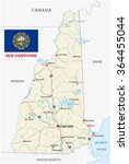 new hampshire road map with flag