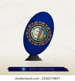 New Hampshire Rugby Ball on Rugby Kicking Tees with Modern Design. Illustration perfect for sports, national pride, and rugby-related projects.