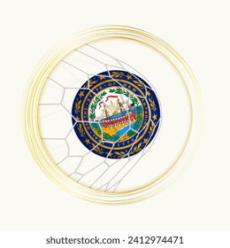 New Hampshire scoring goal, abstract football symbol with illustration of New Hampshire ball in soccer net. Vector sport illustration.