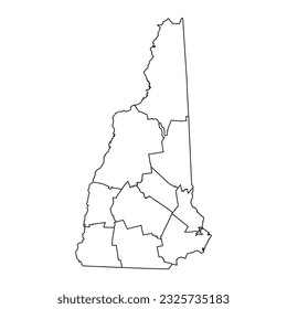 New Hampshire state map with counties. Vector illustration.