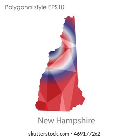 New Hampshire state map in geometric polygonal style.Abstract gems triangle,modern design background. Vector illustration EPS10