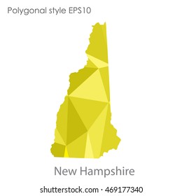 New Hampshire state map in geometric polygonal style.Abstract gems triangle,modern design background. Vector illustration EPS10