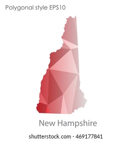 New Hampshire state map in geometric polygonal style.Abstract gems triangle,modern design background. Vector illustration EPS10