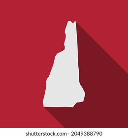 New Hampshire state map with long shadow