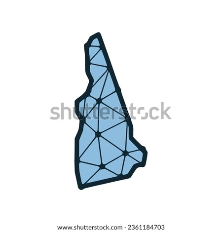 New Hampshire state map polygonal illustration made of lines and dots, isolated on white background. US state low poly design