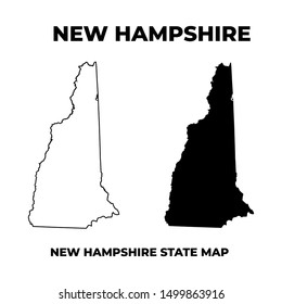 new Hampshire State Map Silhouette Outline Vector Isolated on White background