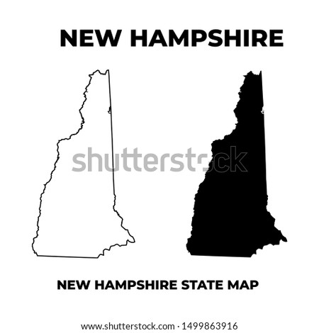 new Hampshire State Map Silhouette Outline Vector Isolated on White background