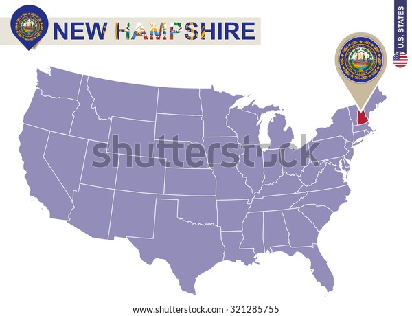 New Hampshire State On Usa Map Stock Vector Royalty Free 321285755