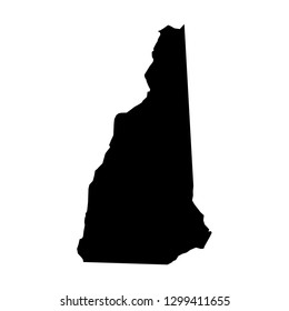 New Hampshire, state of USA - solid black silhouette map of country area. Simple flat vector illustration.