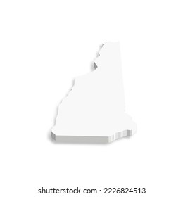 New Hampshire, state of USA - white vector 3D map of country area.