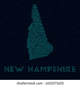 New Hampshire tech map. US state symbol in digital style. Cyber map of New Hampshire with US state name. Charming vector illustration.