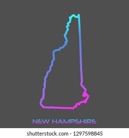 New Hampshire turquoise pink fluid gradient outline map, stroke. Line style. Vector illustration