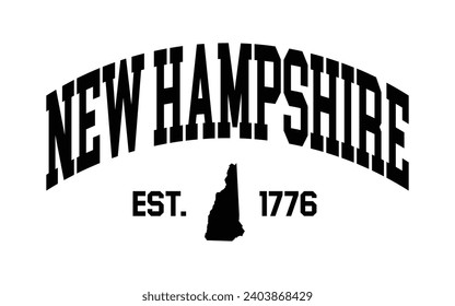 New Hampshire typography design with map vector. Editable college t-shirt design printable text effect vector	