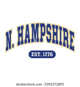 New Hampshire typography design vector, usa state shirt design vector. Jersey design vector, T-shirt design for usa 