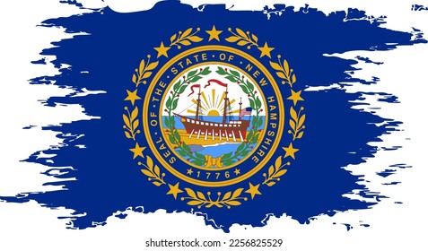 New Hampshire US flag grunge brush color image, vector