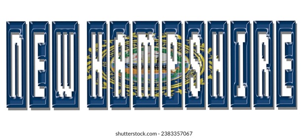 NEW HAMPSHIRE USA flag text font, 3D NEW HAMPSHIRE flag colorful background, NEW HAMPSHIRE flag vector illustration