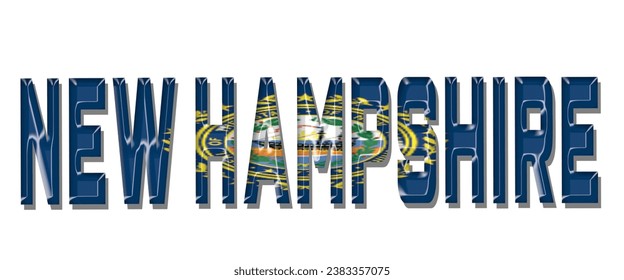NEW HAMPSHIRE USA flag text font, 3D NEW HAMPSHIRE flag colorful background, NEW HAMPSHIRE flag vector illustration