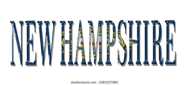 NEW HAMPSHIRE USA flag text font, 3D NEW HAMPSHIRE flag colorful background, NEW HAMPSHIRE flag vector illustration