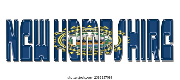 NEW HAMPSHIRE USA flag text font, 3D NEW HAMPSHIRE flag colorful background, NEW HAMPSHIRE flag vector illustration
