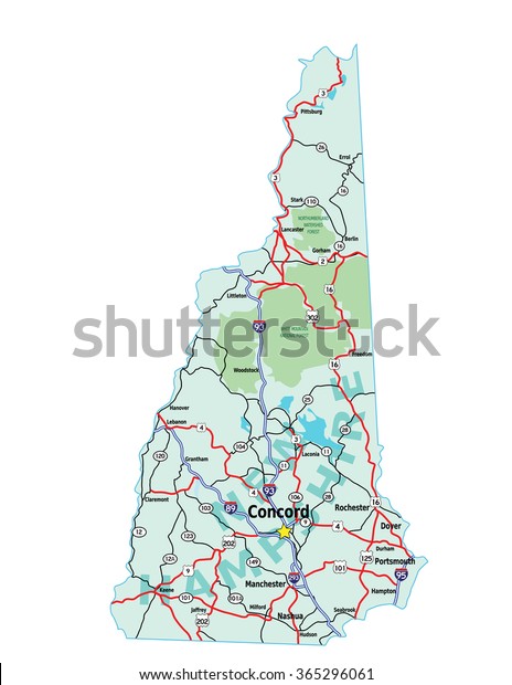 New Hampshire Usa Interstate Map Vector Stock Vector (Royalty Free ...