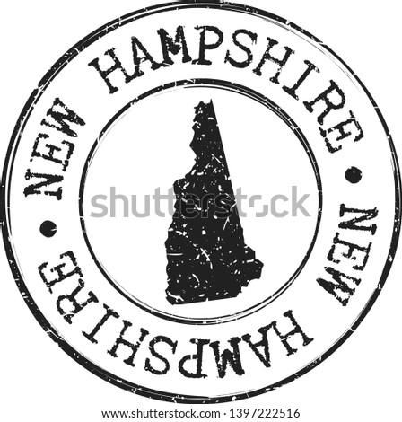 New Hampshire USA Map. Silhouette Postal Passport Stamp. Round Vector Icon Postmark.