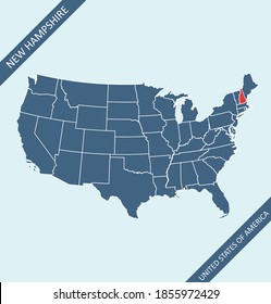 New Hampshire USA map vector