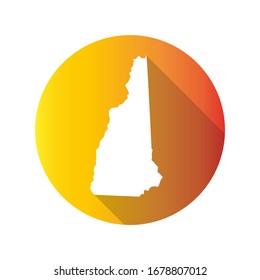 New Hampshire, USA Symbol Map Icon Round. Flat Vector Art Design with Shadow. Gradient Color Banner.