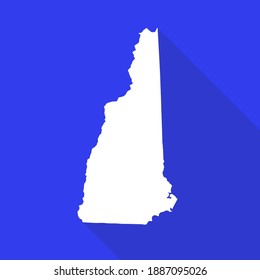 New Hampshire vector map flat simple style long shadow blue background. Vector Illustration