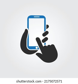 New Hand smartphone icon, Hand touch screen isolated on white background. Smartphone symbol of modern simple vector icon for website design, mobile app, UI. Vector Illustration design, different style