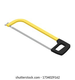New handsaw isolated on white. Construction tool saw with plastic handle.