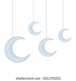 New hanging moon vector design for Background and Ramadan mubarak.