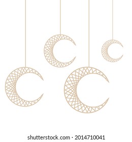 New hanging moon vector design for Background and Ramadan mubarak.