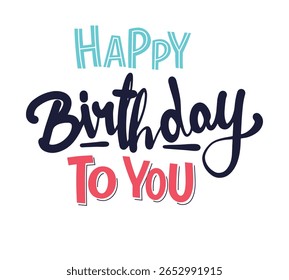 Novo estilo de texto feliz aniversário, novas fontes de efeito de texto HBD, vetor de texto de desejo de aniversário, imagem de design simples e moderna