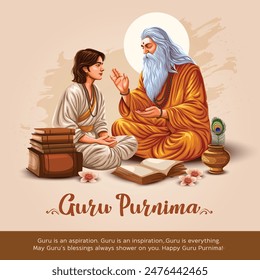 new Happy guru Purnima guru and shishya teaching . god abstract Vector Illustration design.