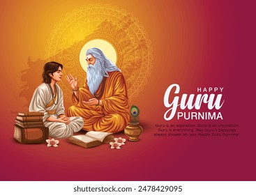 new Happy guru Purnima guru and shishya teaching . god abstract Vector Illustration design.