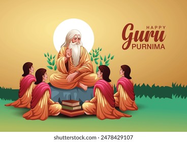 new Happy guru Purnima guru and shishya teaching . god abstract Vector Illustration design.