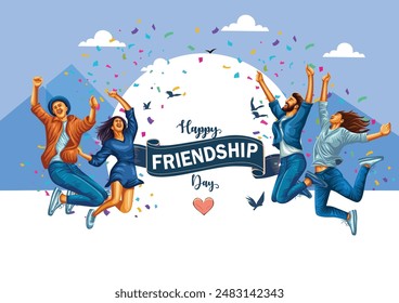 new Happy international friendship day greeting card, friends group. abstract vector illustration design