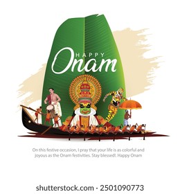 new happy Onam celebration greetings. abstract vector illustration