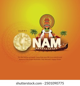 new happy Onam celebration greetings. abstract vector illustration