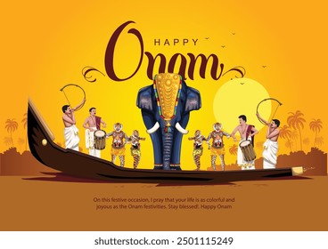 new happy Onam celebration greetings. abstract vector illustration