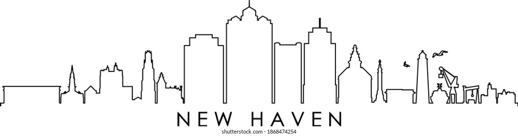 NEW HAVEN Connecticut  SKYLINE City Outline Silhouette
